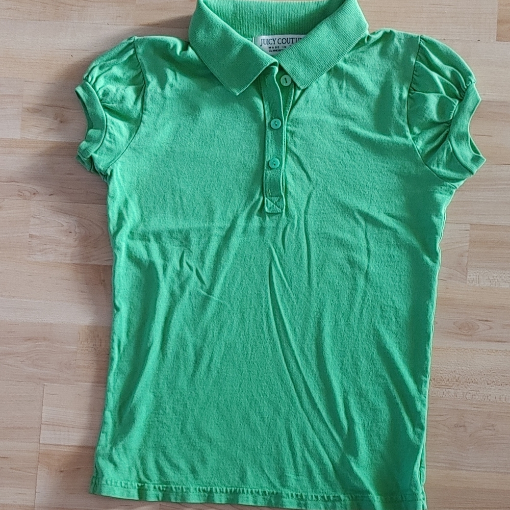 Juicy Couture Vintage Green Puff Sleeve Shirt Size Small